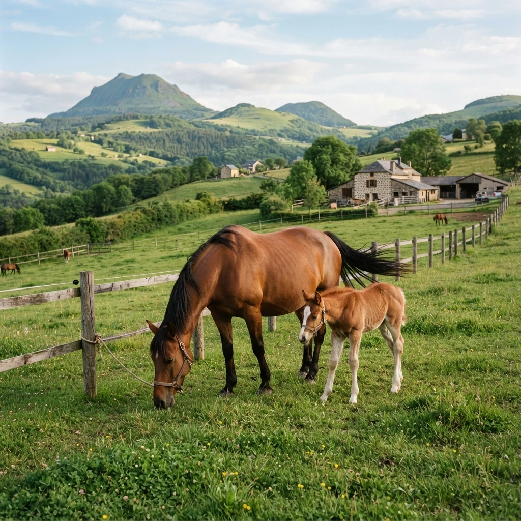 Élevage de chevaux au Centre Hippique du Val d'Orcet, Orcet