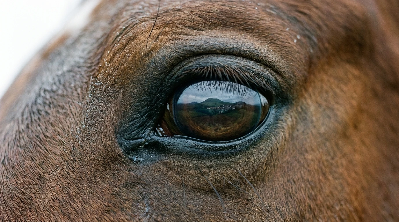 Un regard de cheval au Centre Hippique du Val d'Orcet, Orcet